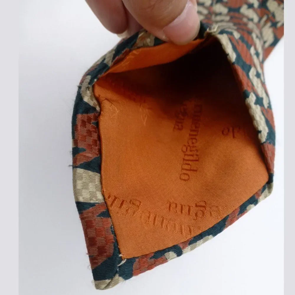 Ermenegildo Zegna 100% Silk Geometric Tie, Made in Italy